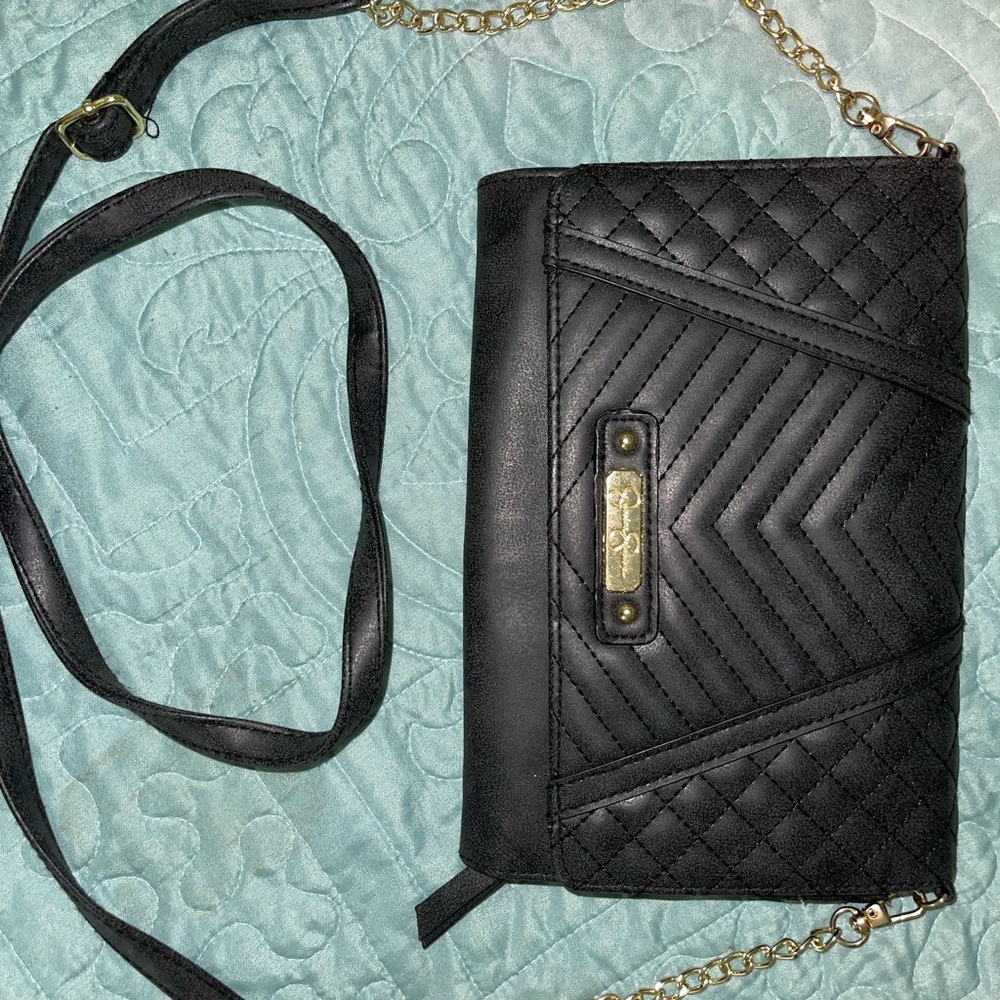 Jessica Simpson Black & Gold Chain Purse